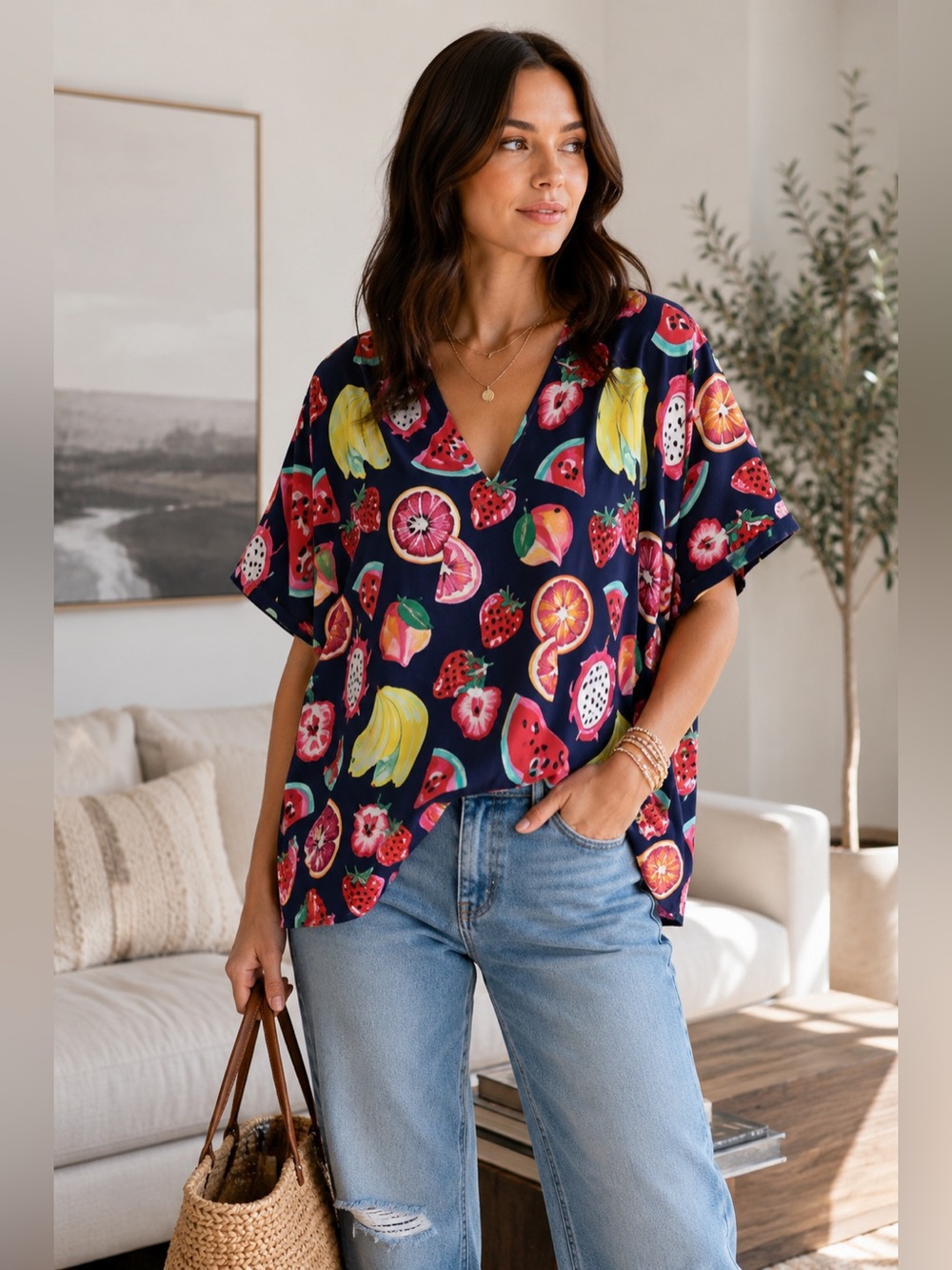 Sz S Crosby by Mollie Burch Maggie Top in Tutti Frutti Preloved $150 MSRP